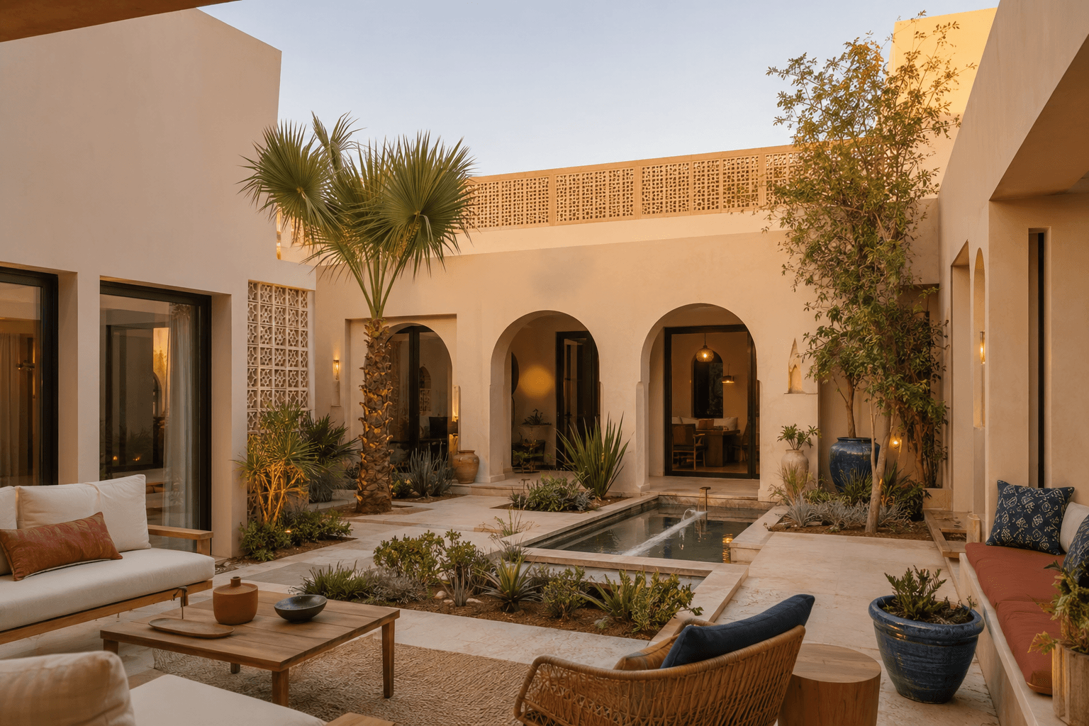 Riad mauritanien au coucher du soleil
